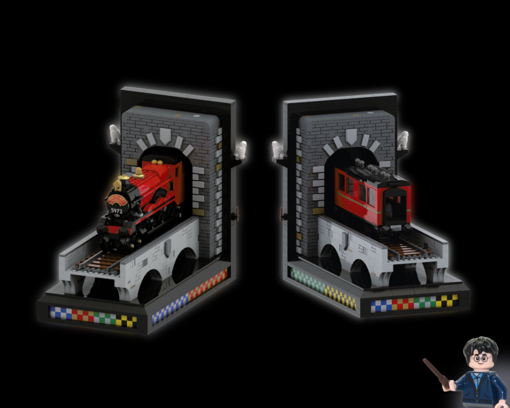 LEGO MOC Hogsmeade Train Bookends by freddiebricksmocs Rebrickable