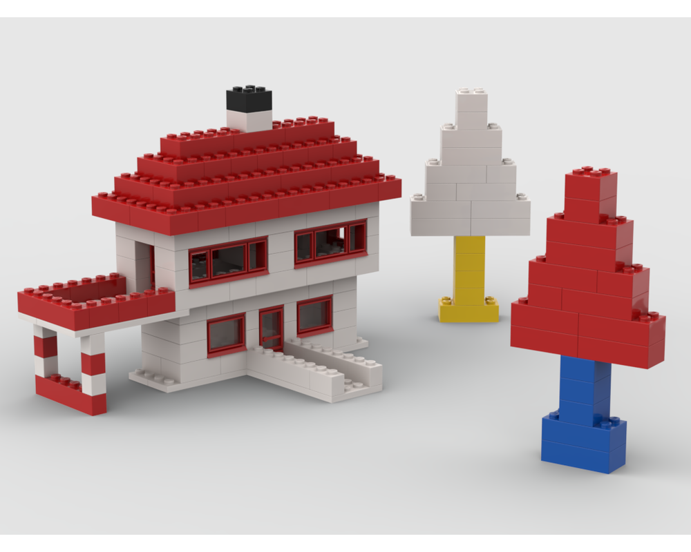 LEGO Set 044-1-c10 House with Balcony and Trees (1968 System